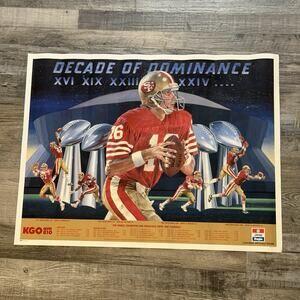 Vintage 1980s San Francisco 49ers Super Bowl Champions Poster Joe Montana 25x19